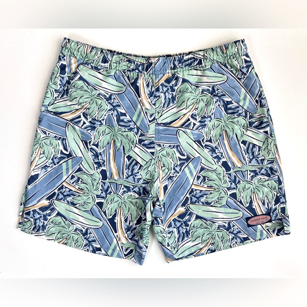 Vineyard Vines Tropical Surfboard Palm Tree Print Swim Board Shorts Size‎ Small